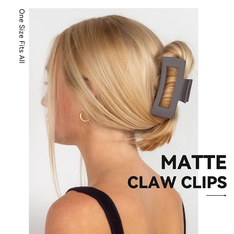 Shidara Hair Claw Clips for Women & Girls - 6 Pack Strong Hold Matte Banana & Square Jaw Hair Clips for Thick & Thin Hair | Non-Slip Hair Accessories for Work, Gym, Travel & Everyday Styling