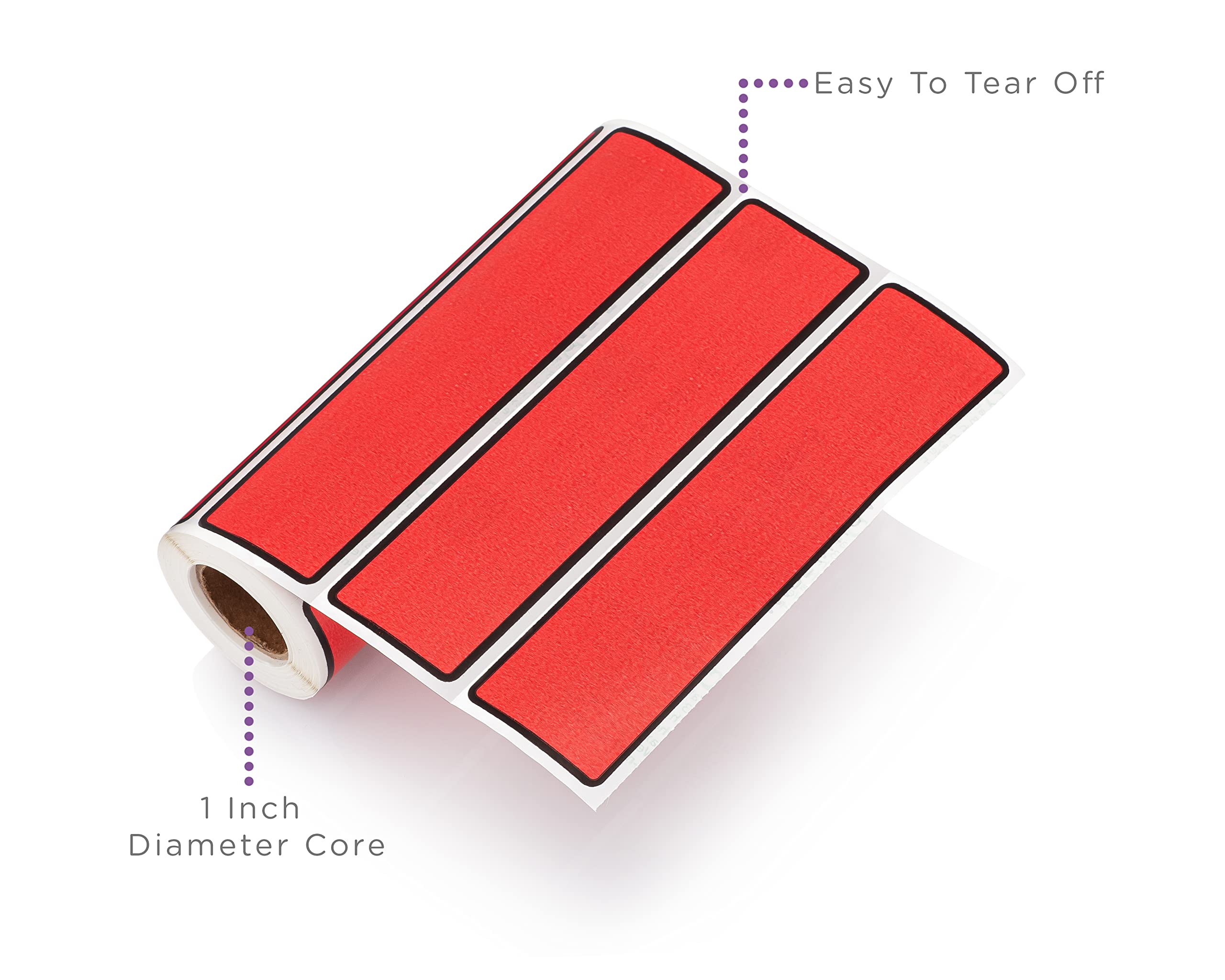 Carstens Adhesive Binder Spine Labels - 5 3/8” x 1 3/8” Self-Stick Stickers for 1.5” to 4” Ring Binders - 200-Pack Red Sticker Roll - Perfect for Office, School, and Home Organization