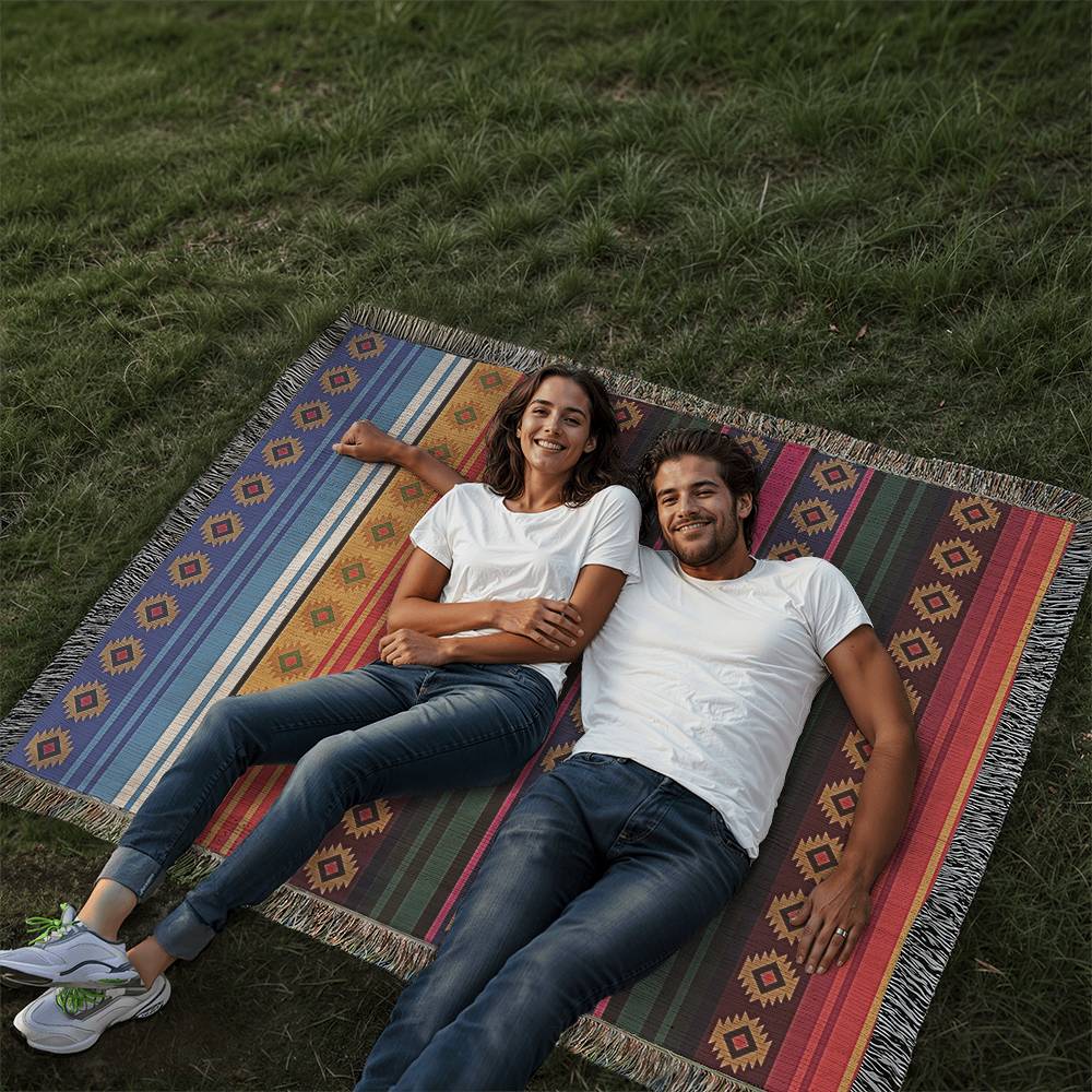 Authentic Mexican Rug - Southwestern Heirloom Woven Blanket 100% Cotton for Boho Home Decor, Living Room & Bedroom Accent