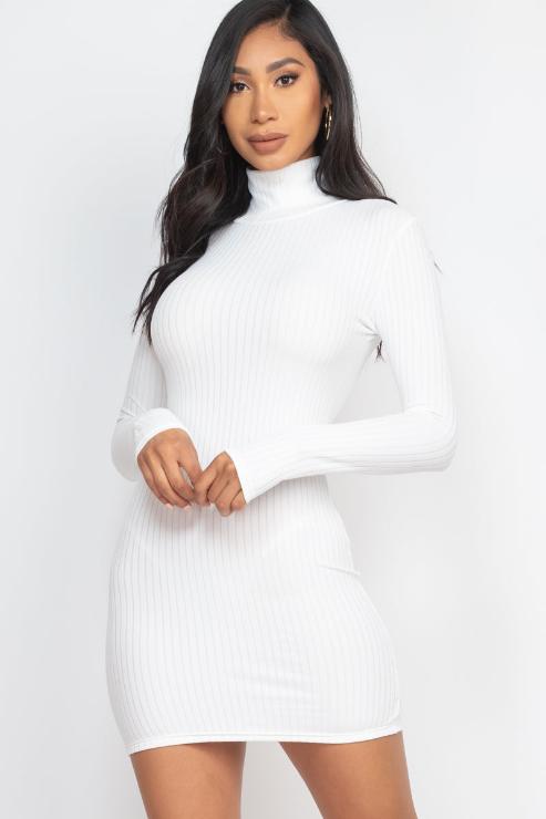 Stylish Ribbed Mock Neck Bodycon Mini Dress for Women - Perfect for Night Out, Party, and Date Night