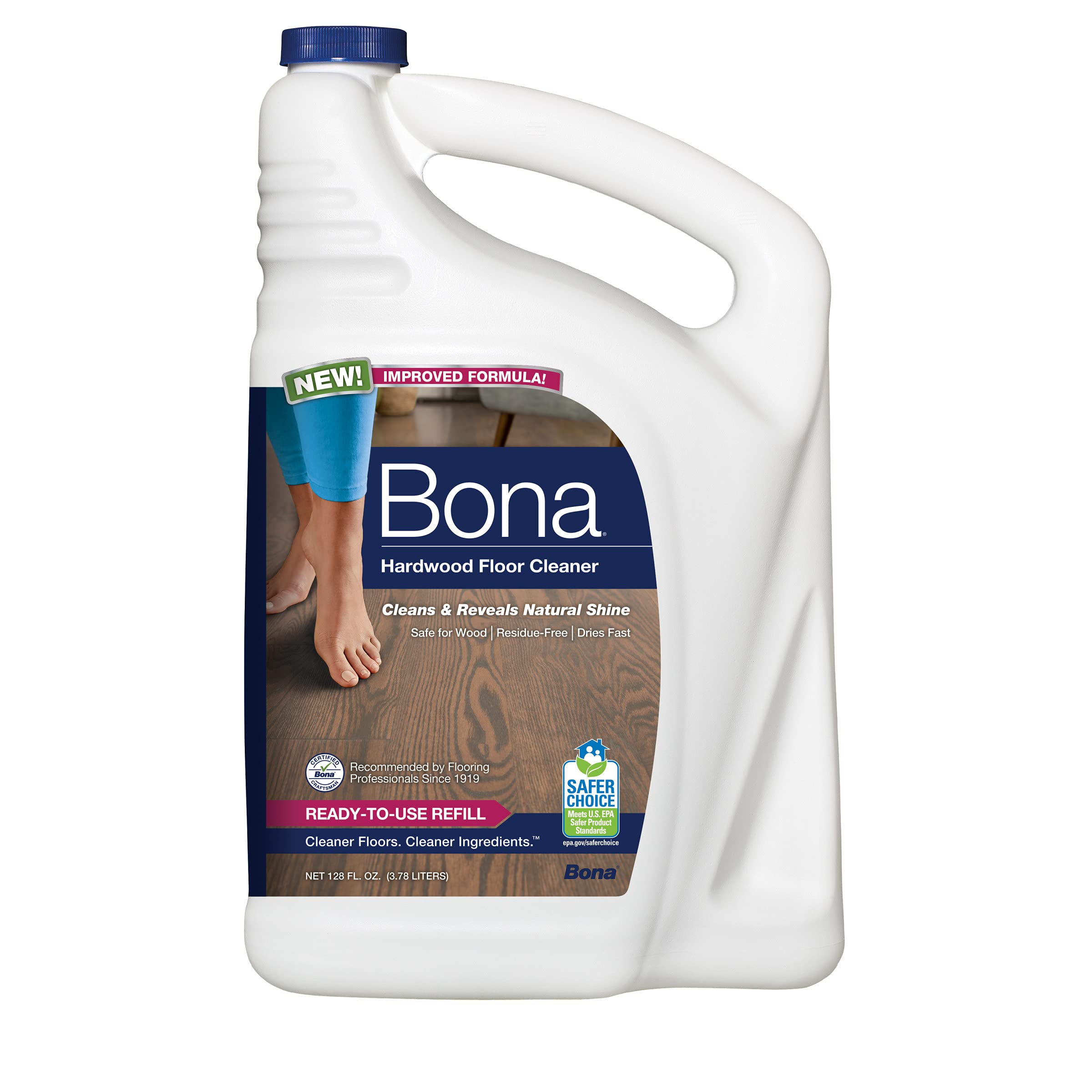 Bona Hardwood Floor Cleaner Refill - 128 Fl Oz (1 Gallon) | Safe for All Hardwood Floors | Ideal for Home Cleaning & Maintenance