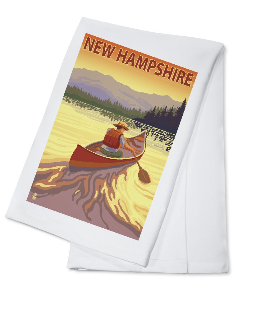 New Hampshire Canoe Scene Cotton Tea Towel - 100% Soft Absorbent Decorative Hand Towel for Kitchen, Bathroom & Home Decor - Perfect for Dish Drying, Gift Giving and Rustic Farmhouse Style