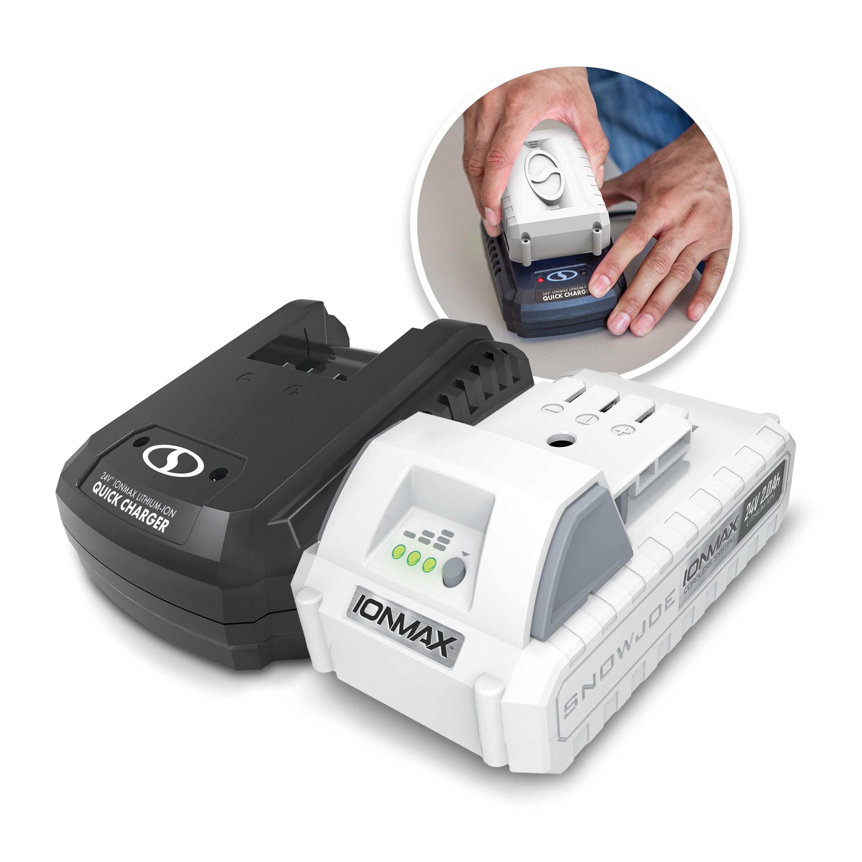 Snow Joe + Sun Joe 24V 2Ah IONMAX Cordless Starter Kit with 2.0Ah Battery & Fast Charger | SK1R Certified | Perfect for Lawn Mowers, Snow Blowers & Power Tools