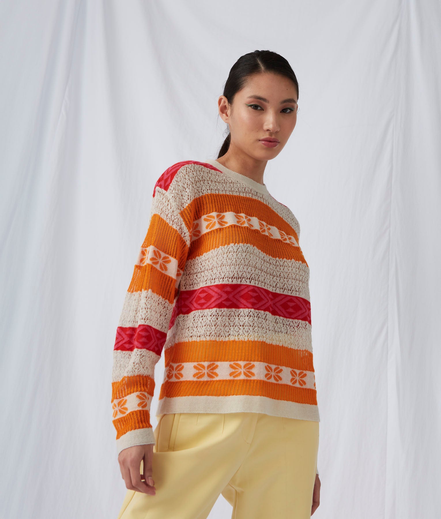 winter white and sun orange