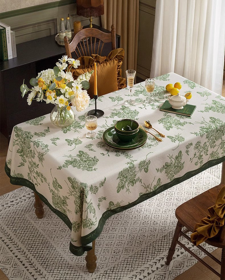 Elegant French Style Chenille Flower Tablecloth for Dining Table - Modern Rectangle Table Cover for Oval Table - Perfect for Dinner Parties, Holiday Gatherings & Home Decor