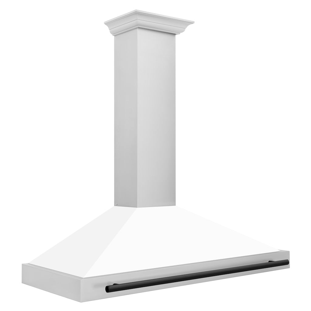 ZLINE KB4STZ WM MB Autograph Edition Convertible Stainless Steel Range Hood - White Matte Shell with Matte Black Accents | Professional Kitchen Ventilation for Modern Homes
