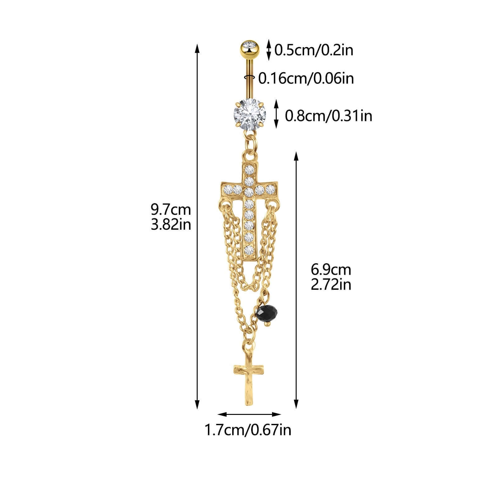 Elegant Cross Tassel Belly Button Rings | UZV09 | Perfect for Belly Dance, Beach Wear & Body Jewelry Fashion
