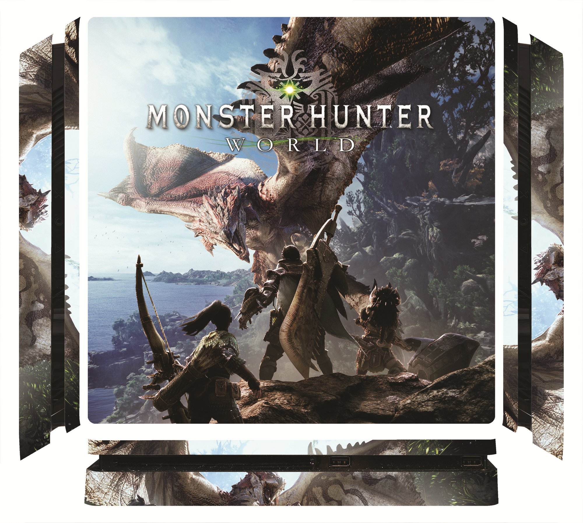 Monster Hunter World MHW Custom Skin Decal for Sony PlayStation 4 Slim Console - Protective Vinyl Cover for PS4 Slim Gaming System - Perfect for Gamers, Collectors and MHW Fans