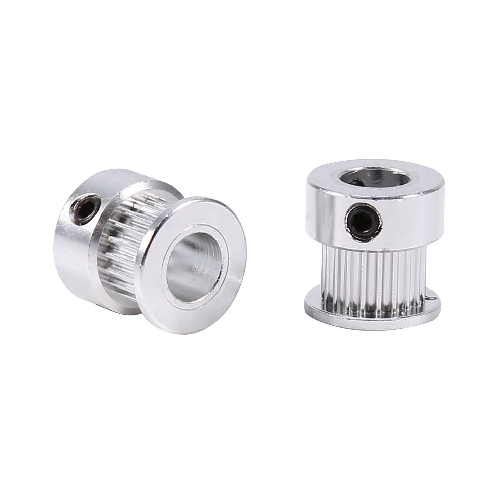 2Pcs Aluminum 20 Teeth 8mm Timing Belt Pulley Wheel for 3D Printer Parts - High Precision Alloy Gears for CNC Machines, DIY Projects & Robotics Applications
