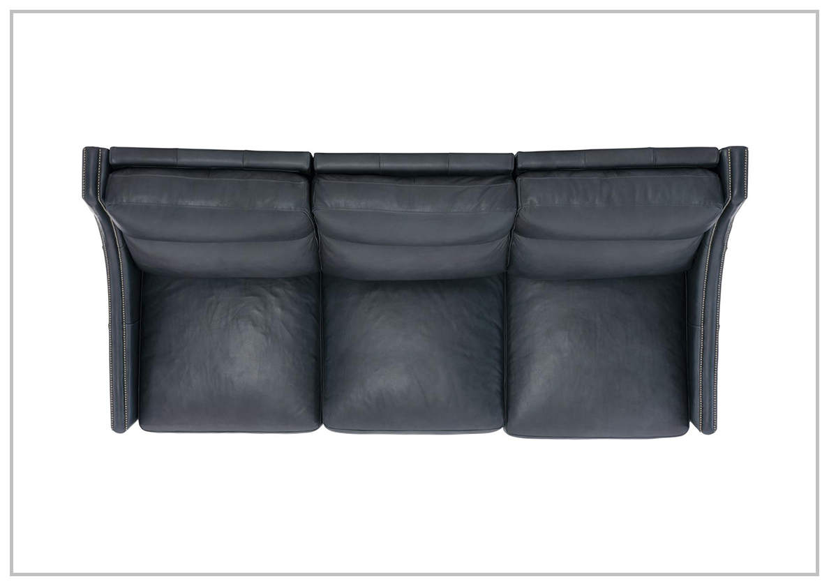 Bernhardt Richmond 3-Seater Black Leather Power Reclining Sofa - Modern Electric Motion Sectional Couch for Living Room, Home Theater & Family Lounge