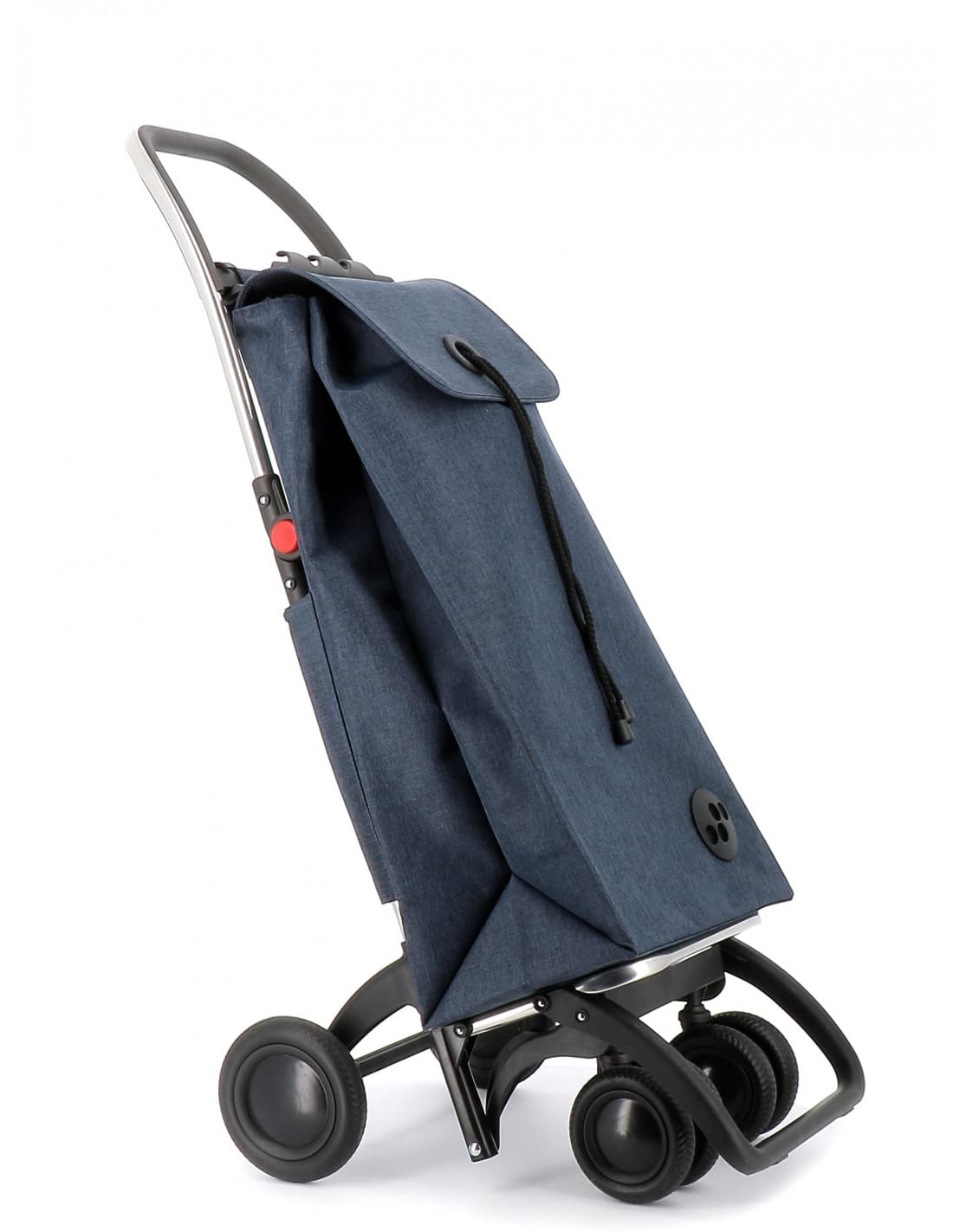 ROLSER I-Max Tweed 4 Wheel Foldable Shopping Cart with 2 Swivel Wheels - Lightweight Collapsible Grocery Trolley for Seniors & Shopping - Perfect for Grocery Stores, Markets, and Travel (Marine Blue)
