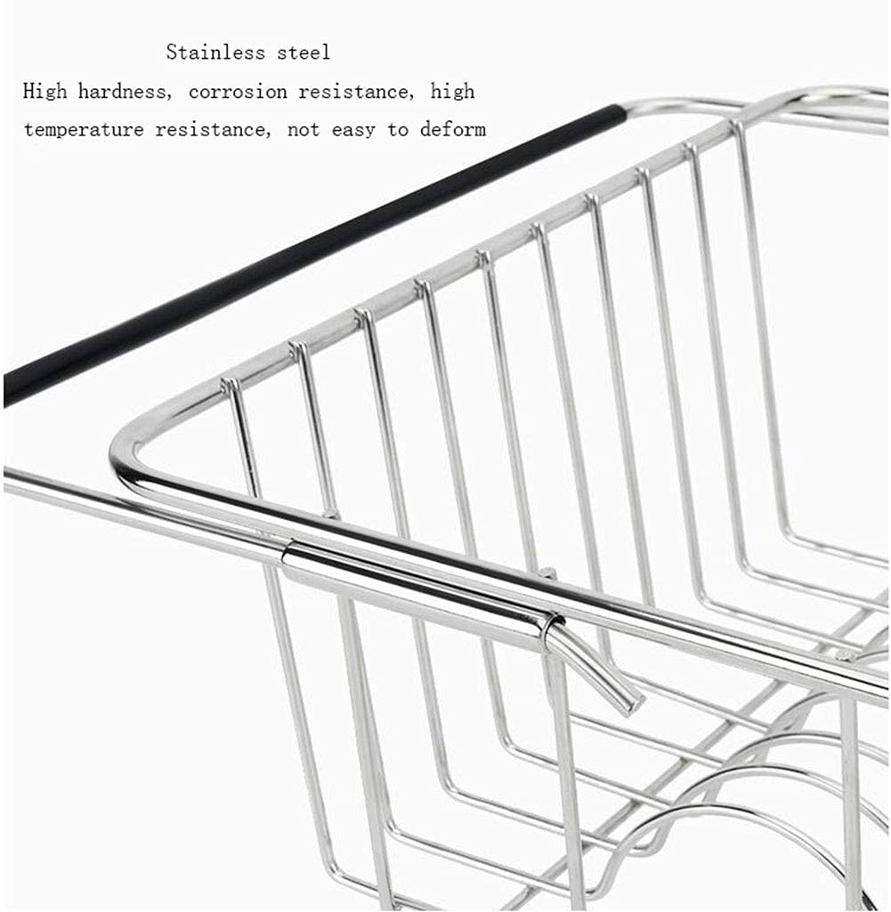 Expandable Stainless Steel Cutlery Basket & Dish Drying Rack - Adjustable Over Sink or Countertop Organizer with Black Utensil Holder | Rustproof Kitchen Storage for Silverware, Knives & Cooking Tools | Perfect for Small Spaces, Dishwashing & Countertop Organization