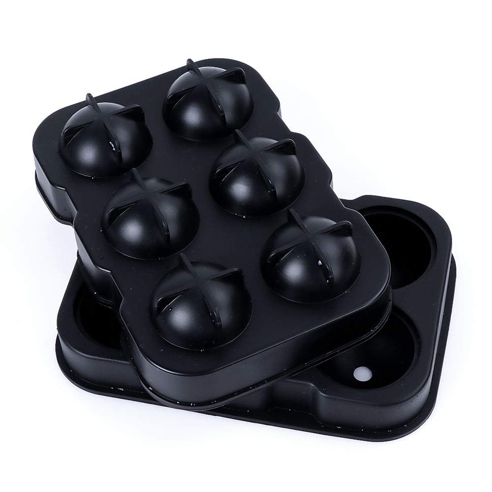 Premium Whiskey Ice Ball Molds Set - Large Reusable Silicone Bourbon Ice Maker with Lids & Square Cube Tray - Durable Cocktail Ice Molds for Whiskey, Scotch & Bourbon Drinks - Perfect for Home Bars, Parties & Gift Giving (Black)