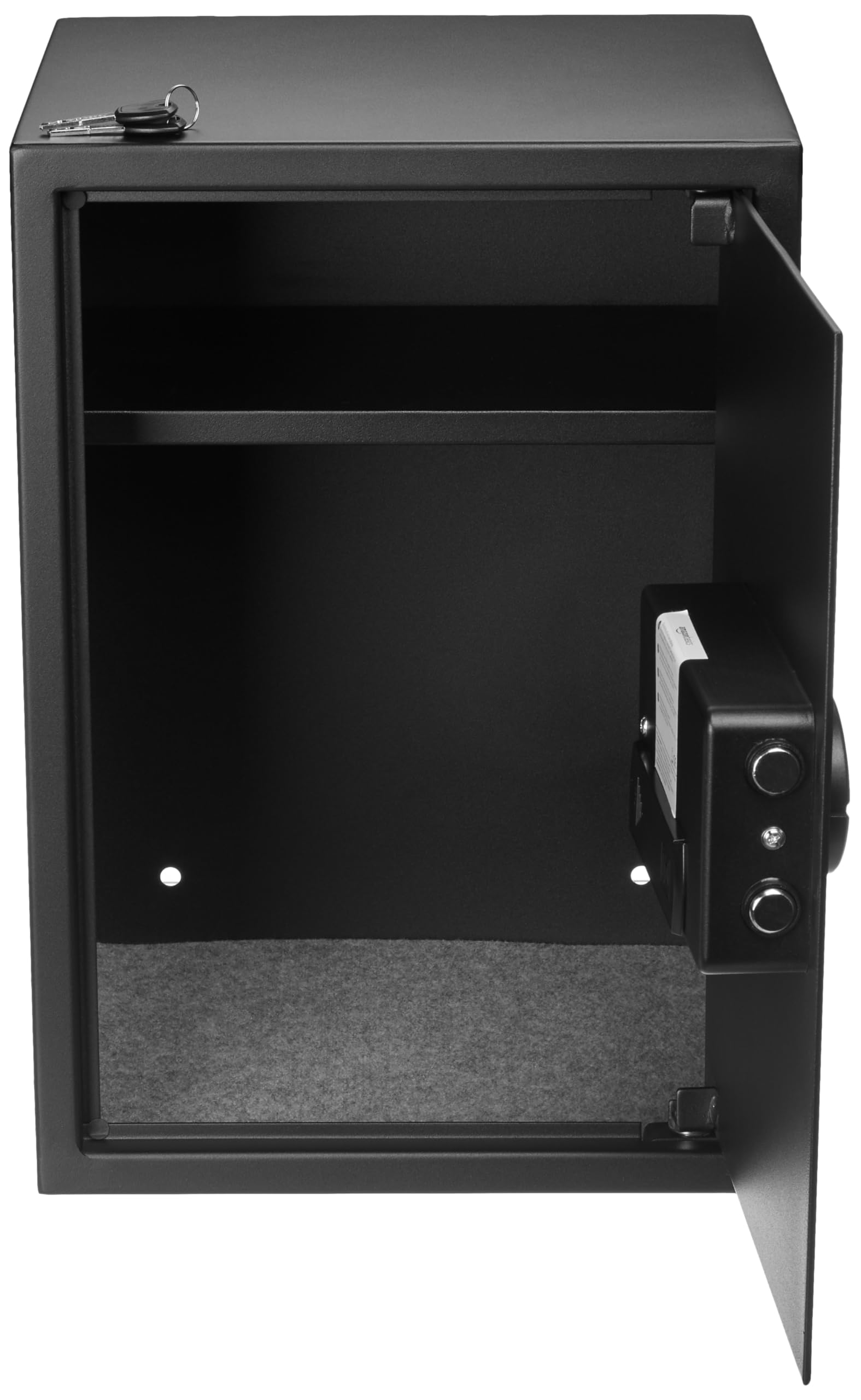 Amazon Basics Small Steel Security Safe with Electronic Keypad Lock - 1.8 Cubic Feet Black Home Safe for Jewelry, Cash & Documents | Bedroom, Office & Closet Storage Solution