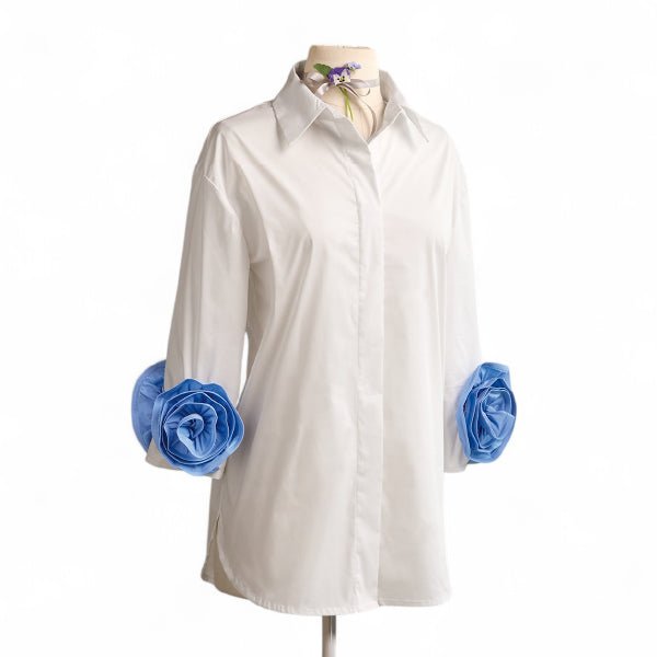 Monticello Cornflower Blouse - Women's Elegant Floral Print Tunic Top for Casual & Office Wear | Perfect for Spring & Summer Outfits
