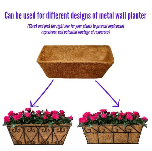 Maxona 16 Inch Rectangular Coco Liner for Planter - 2 Pack Thick Coconut Coir Replacement for Hanging Baskets, Window Boxes & Garden Pots | Durable Fiber Husk for Wall Planters, Fence Decor & Outdoor Gardening