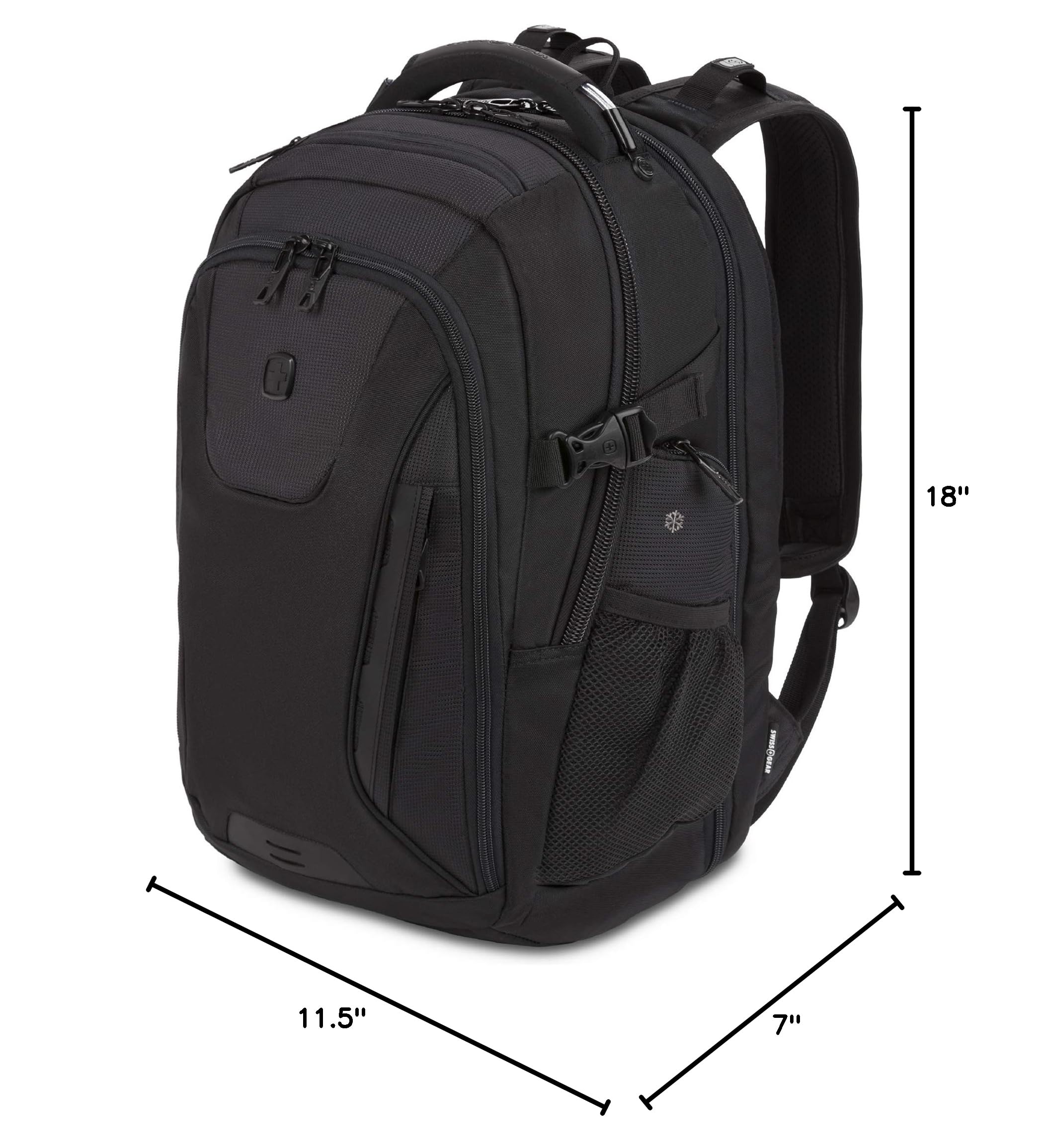 SwissGear ScanSmart Laptop Backpack for 15-Inch Notebook - Black Stealth | TSA-Approved Business Travel & College Commuter Bag