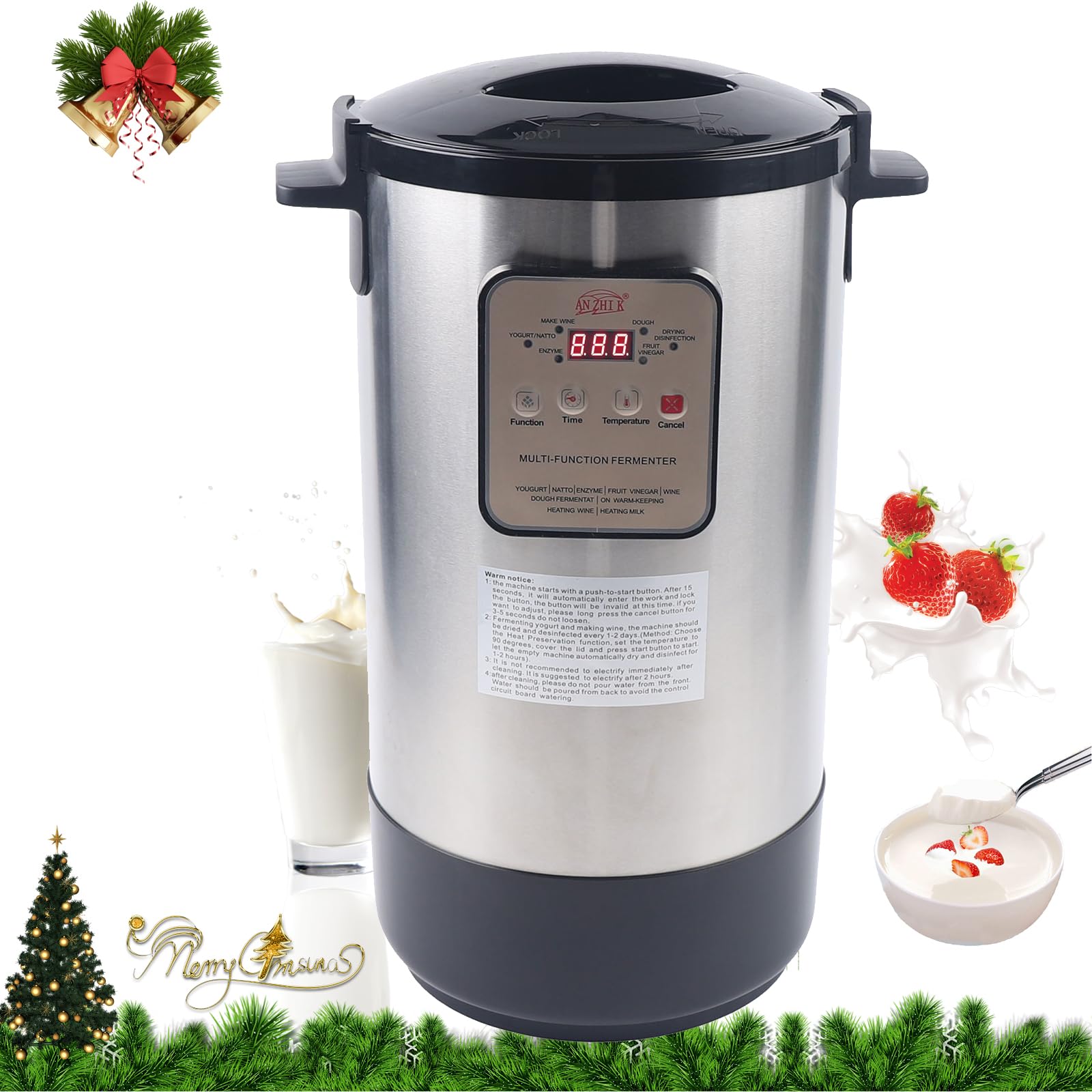 12L Automatic Fermentation Machine with Stainless Steel Inner Pot - Smart Yogurt Maker with Time & Temperature Control - Perfect for Making Yogurt, Cheese, Dough, Fruit Vinegar at Home - Ideal for Kitchen, Bakery & DIY Fermentation Projects