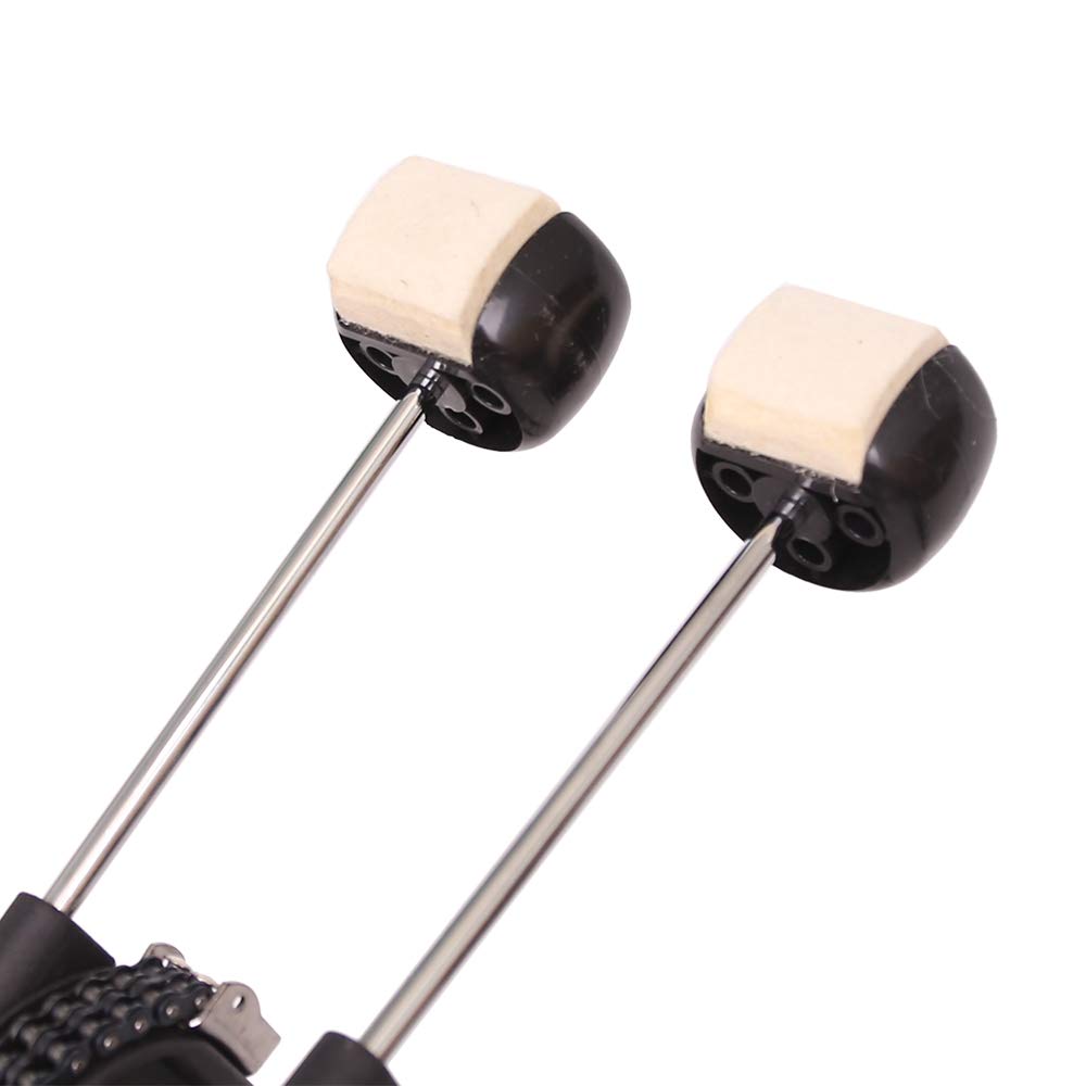 Professional Double Bass Drum Pedal with Chain Drive - Heavy Duty Double Kick Drum Pedal for Drum Set, Includes 3 Drum Beaters & Drum Key - Perfect for Rock, Metal & Live Performances