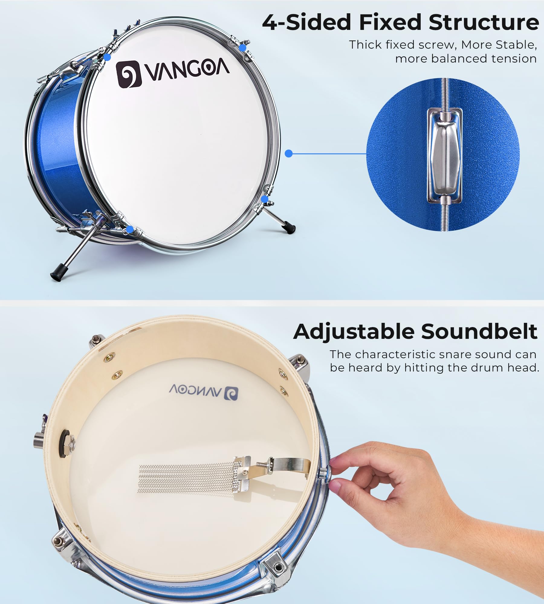 **14 Inch Kids Drum Set - 3 Piece Beginner Drum Kit for Boys & Girls with Adjustable Throne, Cymbal Pedal & Drumsticks (Blue) - Perfect for Home Play, Birthday Gifts & Music Learning**