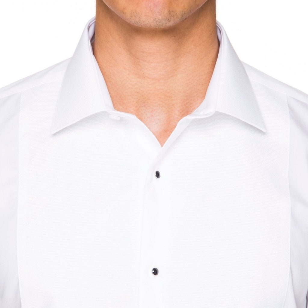 ABELARD Marcella Stud Front Peak Collar Dinner Shirt for Women - Elegant White Formal Blouse for Evening Parties, Weddings & Business Events