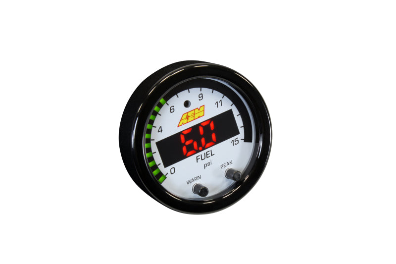 AEM X Series 0-15psi Pressure Gauge Kit - High Performance Fuel Pressure Monitoring for Cars, Trucks & Racing Vehicles