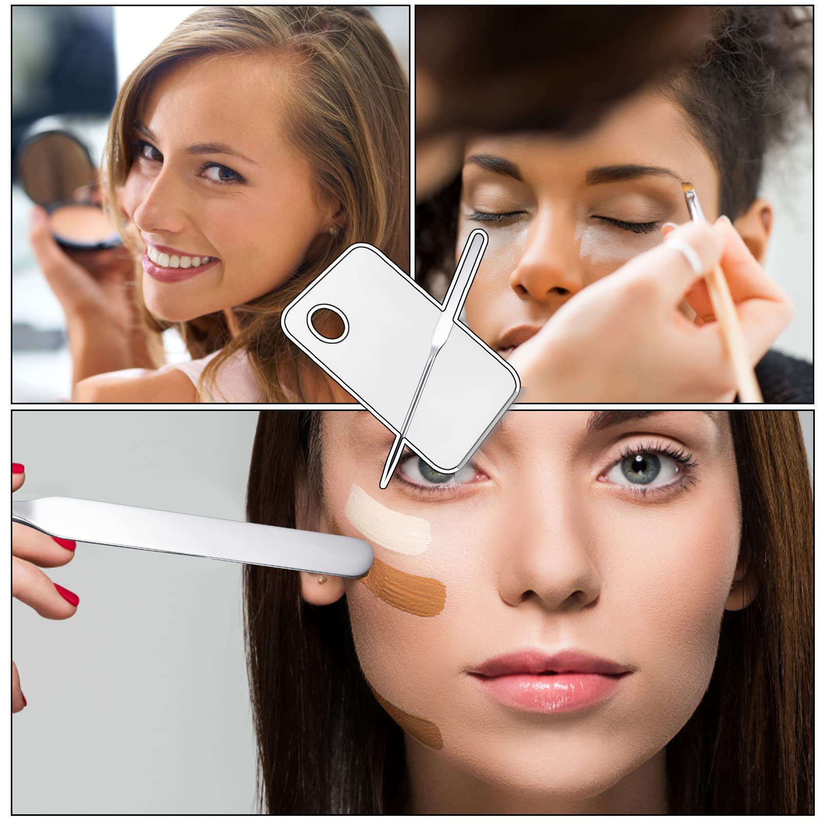 Professional Stainless Steel Makeup Scraper Spatula with Palette - Korean Style Foundation Tool for Makeup Artists & Beauty Lovers - Perfect for Salon, Home & Travel Use