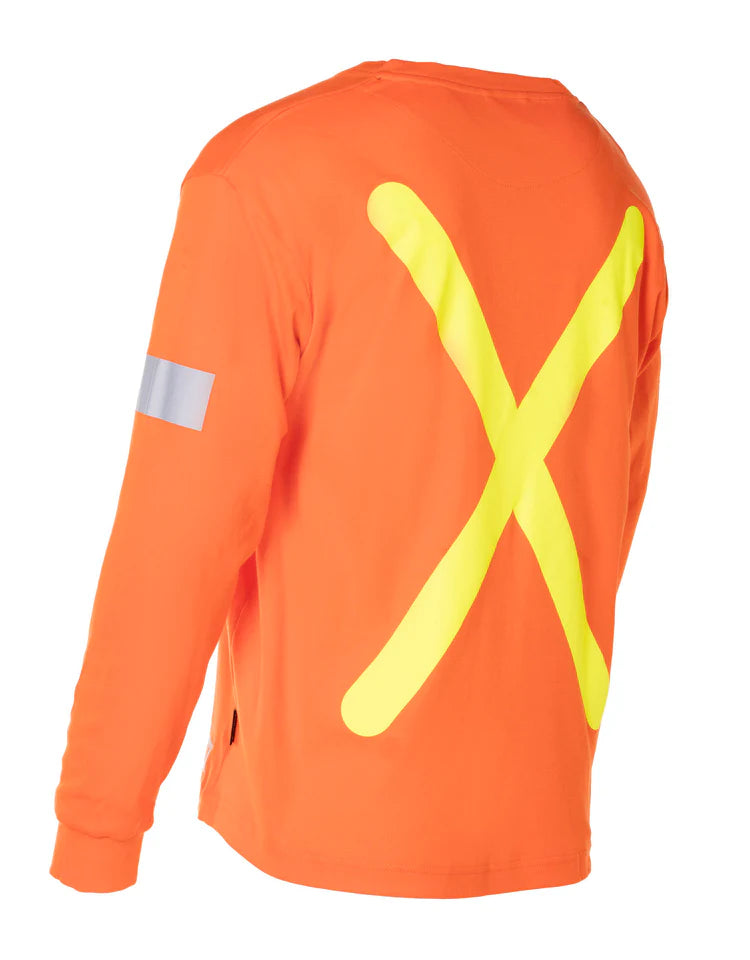 Forcefield Retro High Visibility Cotton Long Sleeve T-Shirt 022 RTROL - Safety Workwear for Construction, Cycling & Outdoor Activities