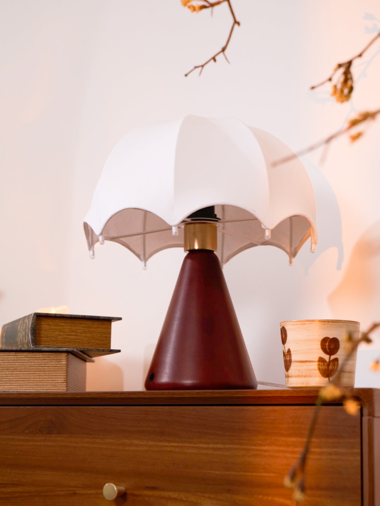Elegant Silk Table Lamp with Umbrella Design - Perfect for Bedroom, Living Room & Office Decor