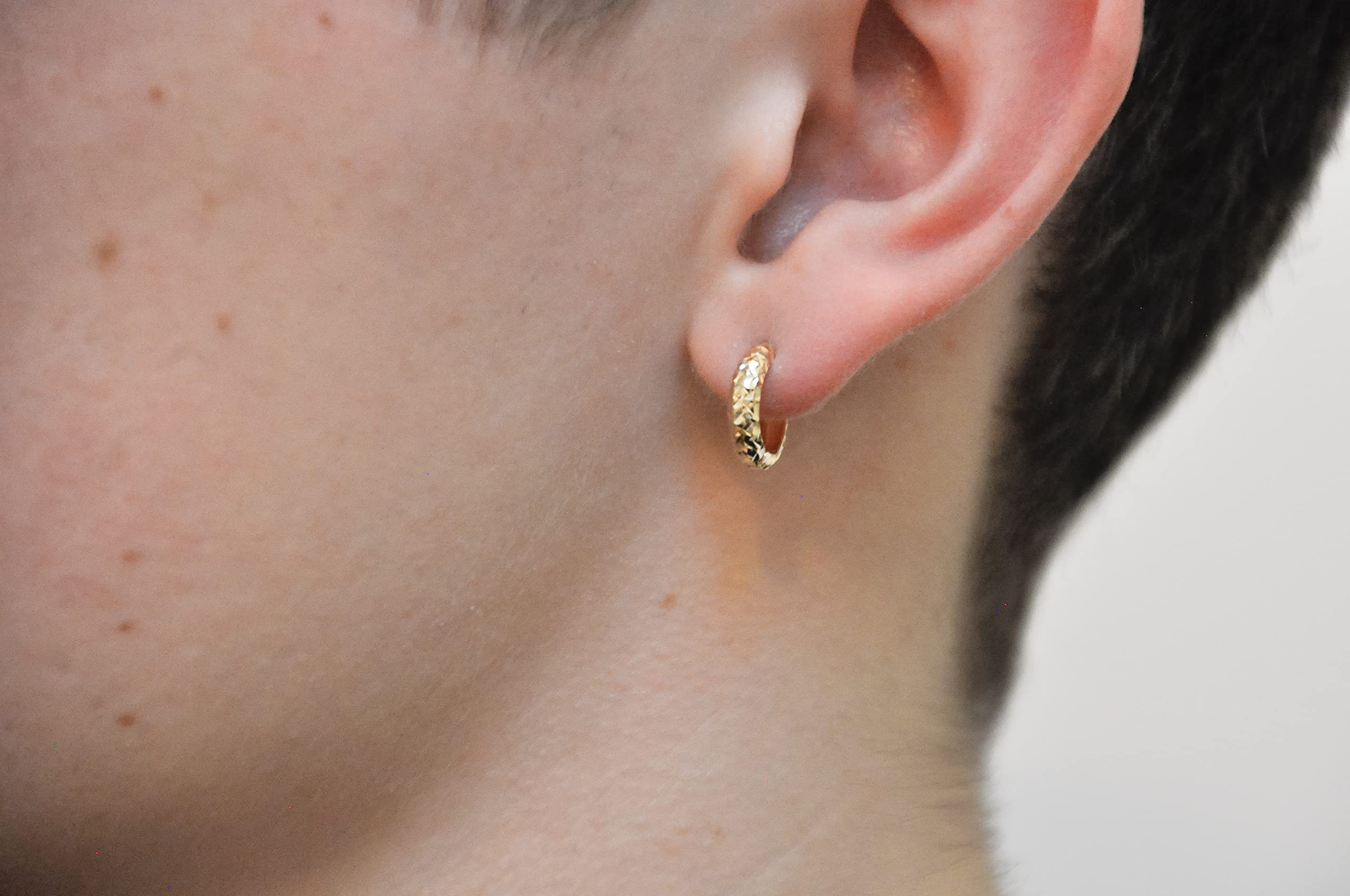 14K Solid Gold Huggie Hoop Earrings for Women & Men - 3mm Tube Hoops, Minimalist Everyday Jewelry - Perfect for Work, Date Night & Gifts