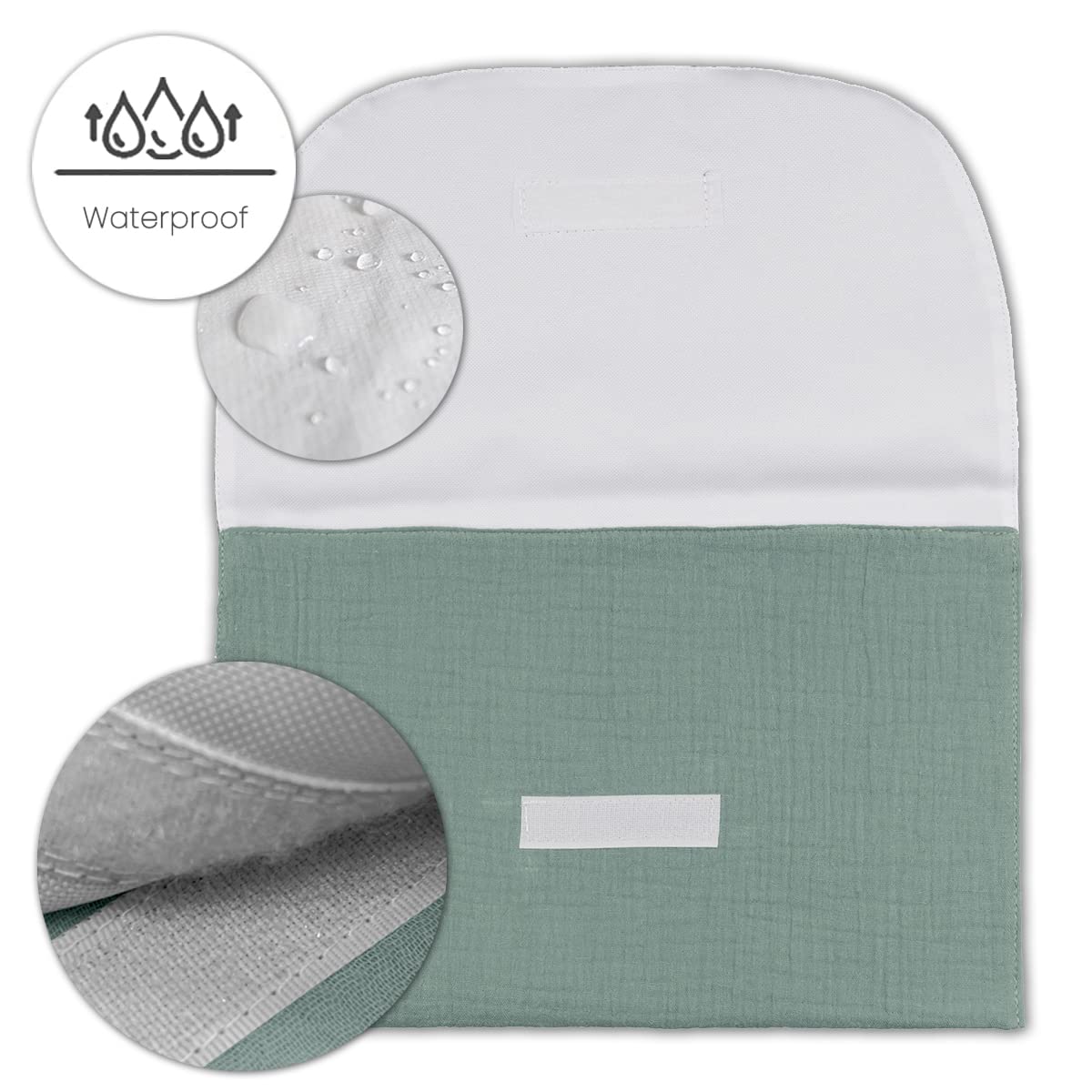 MIMUSELINA Waterproof Baby Diaper Bag Organizer Set - Perfect for Newborns, Travel & Daily Use (Waffle Mint/Bamboo Mint/Ecru) | Diaper Storage, Document Holder & On-the-Go Essentials Organizer