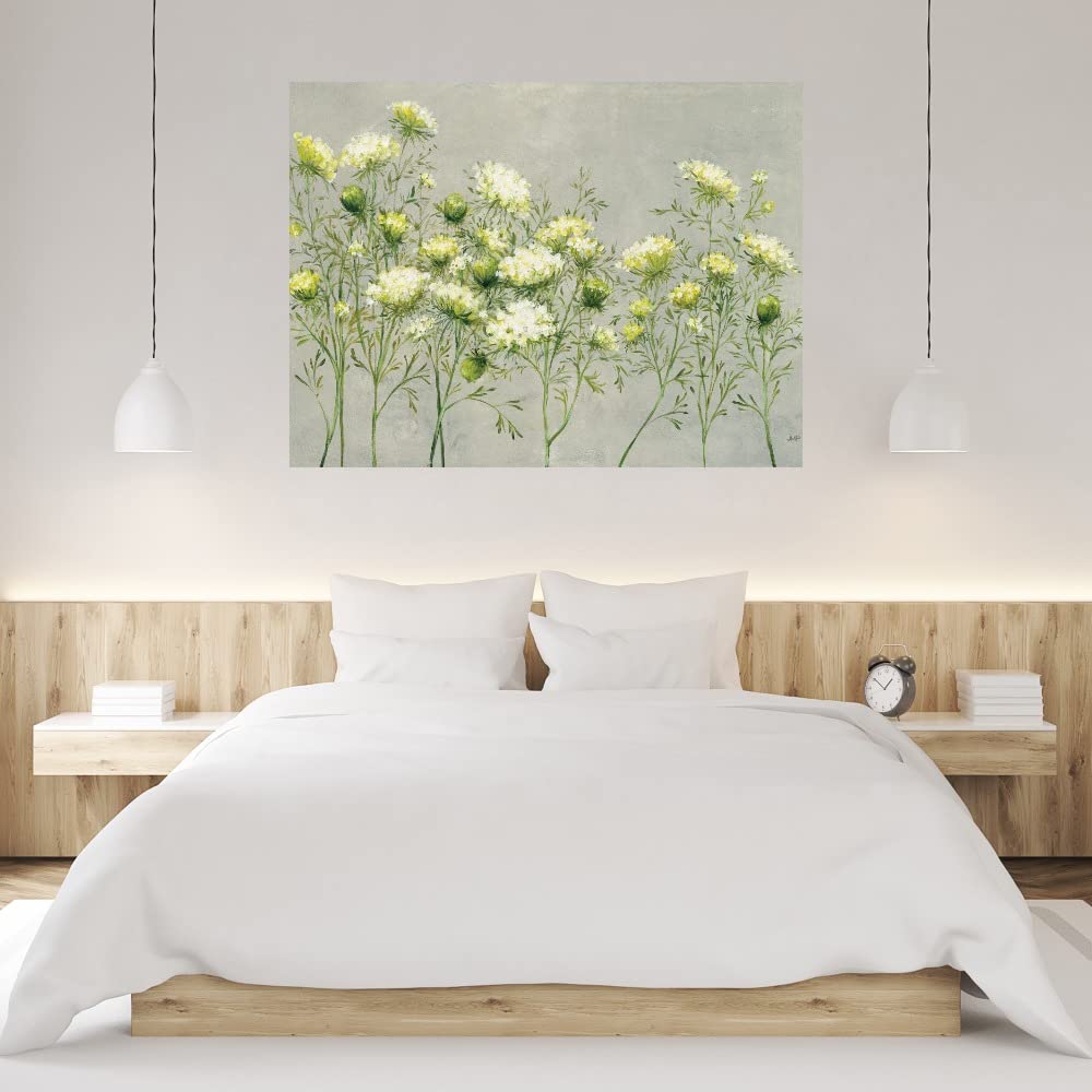 Queen Anne's Lace Fine Art Canvas Wall Decor by Julia Purinton - 32x24 Inches - Ready to Hang - Perfect for Living Room, Bedroom, Bathroom, Kitchen, Office, Bar & Dining Room - Elegant Floral Painting for Home & Office Decor