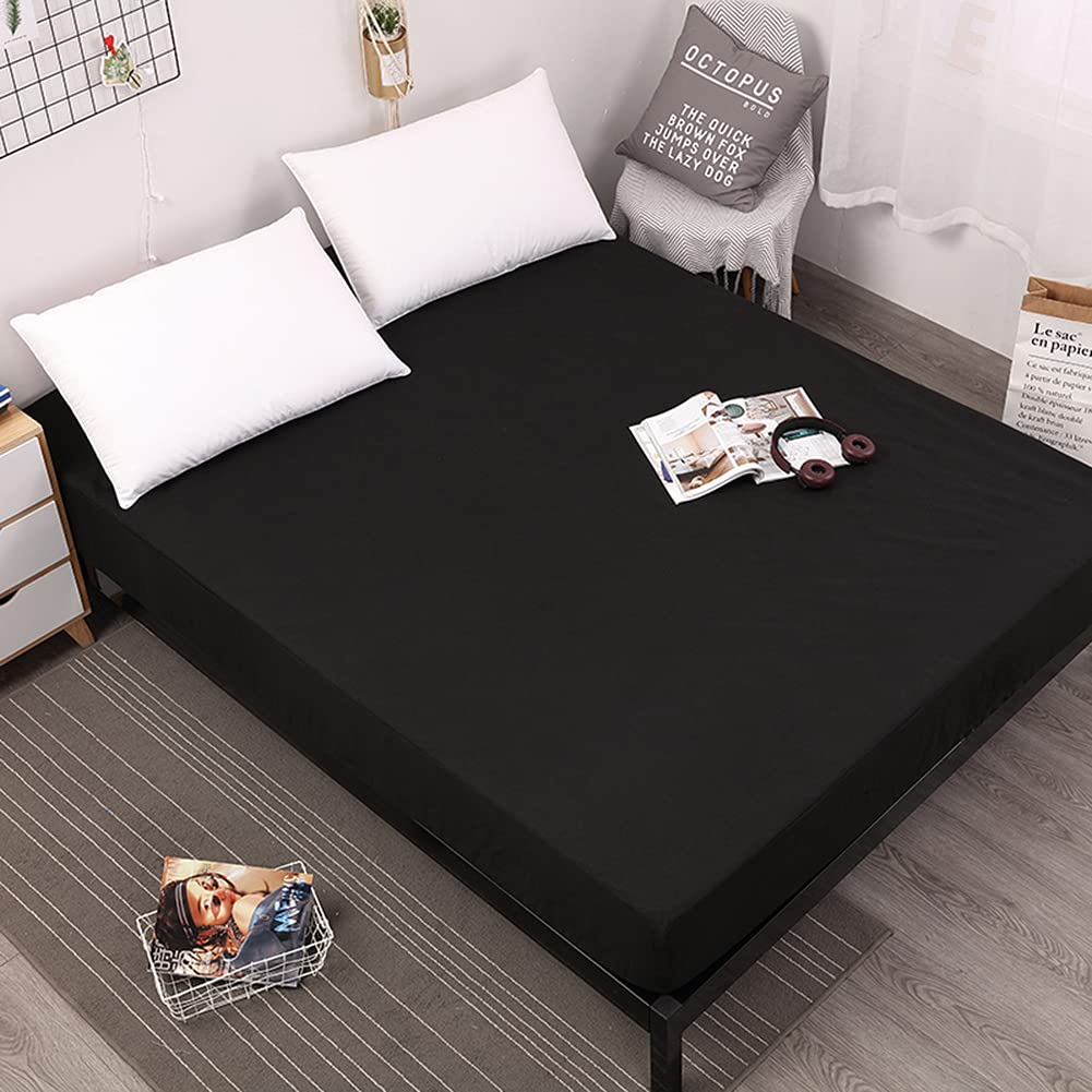 VCTOPS Waterproof Mattress Protector Twin XL - 18 Inch Deep Pocket, Breathable Fitted Sheet, Washable Mattress Pad Cover (Black) - Ideal for Bedrooms, Guest Rooms & Dormitories