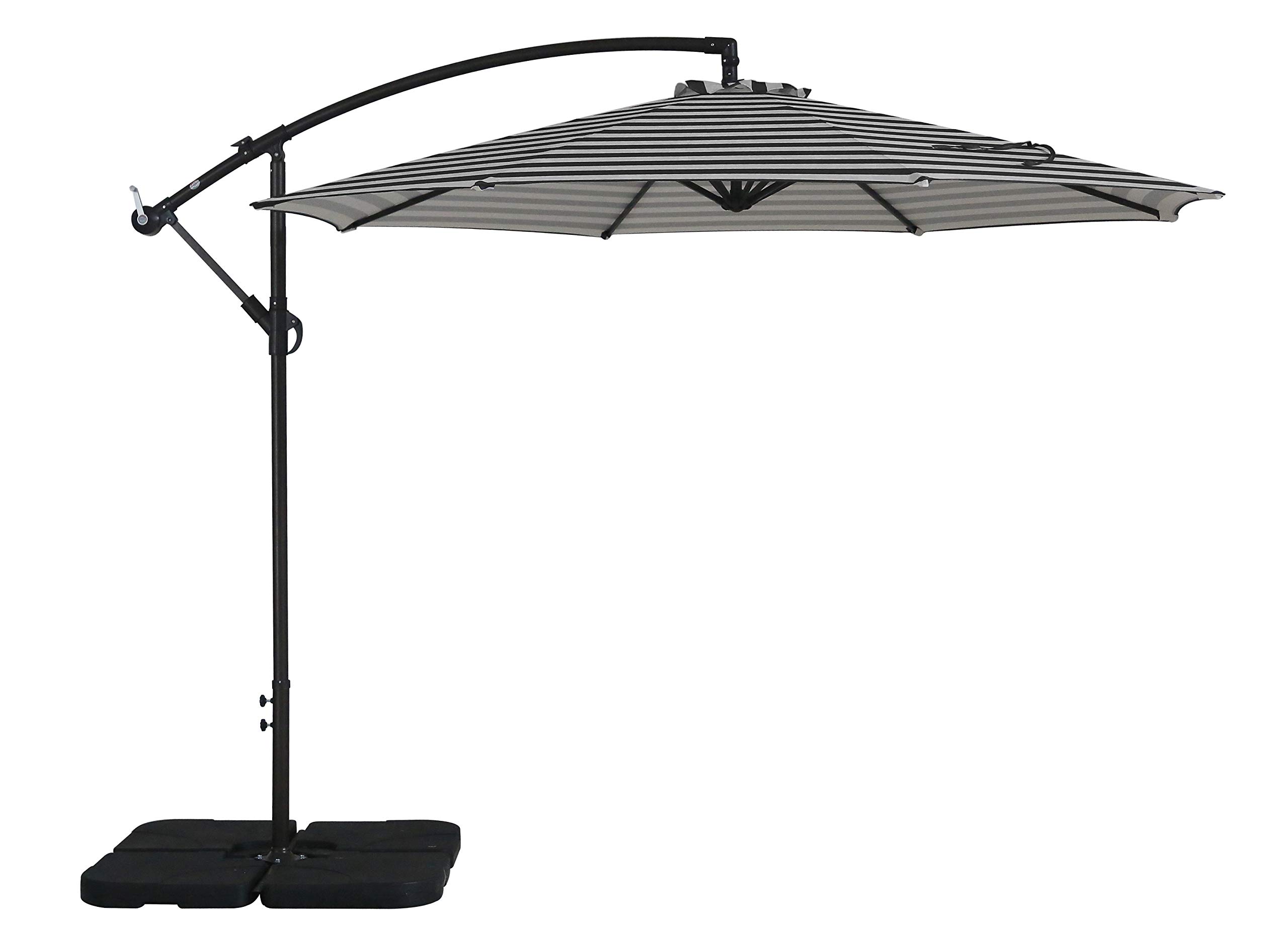 10ft Outdoor Patio Cantilever Umbrella with Stand & Weighted Base - 3-Piece Hanging Shade Kit for Backyard, Poolside, and Garden Relaxation
