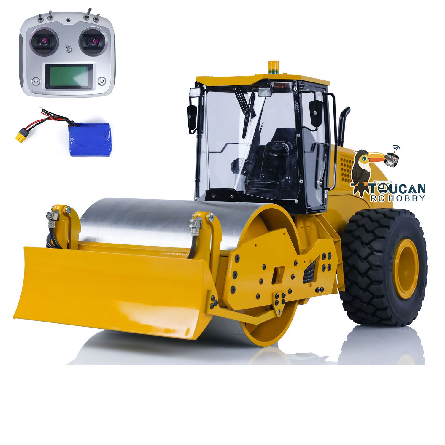 1/12 Scale Metal RC Engineering Vehicle - Hydraulic Remote Control Road Roller Car with ESC Motor & Servo (PNP/RTR, Pre-Assembled & Painted) - Perfect for Construction Site Play, STEM Learning & RC Hobby Enthusiasts
