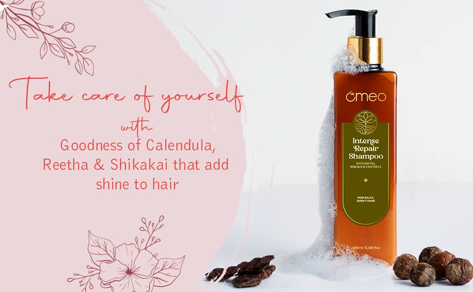 Omeo Intense Repair Shampoo for Damaged Hair - 200ml Deep Hydrating & Nourishing Formula - Restores Dry, Brittle Hair - Perfect for Daily Use at Home or Salon