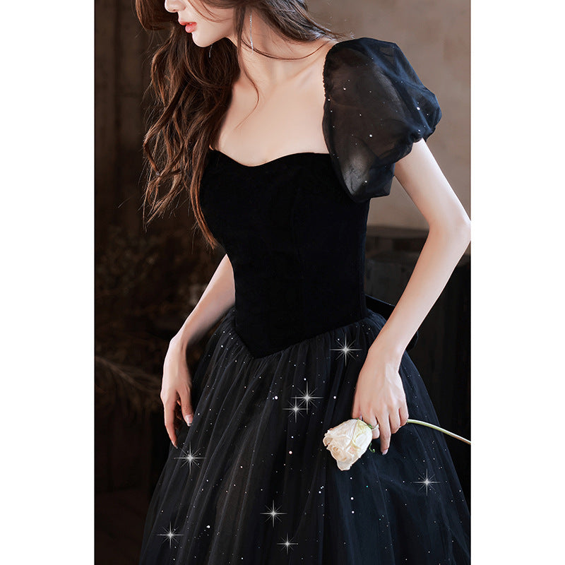 Elegant Black Tulle Long Prom Dress - Sweet Princess Party Gown for Formal Dances & Special Occasions | Perfect for Homecoming, Quinceañera & Evening Events