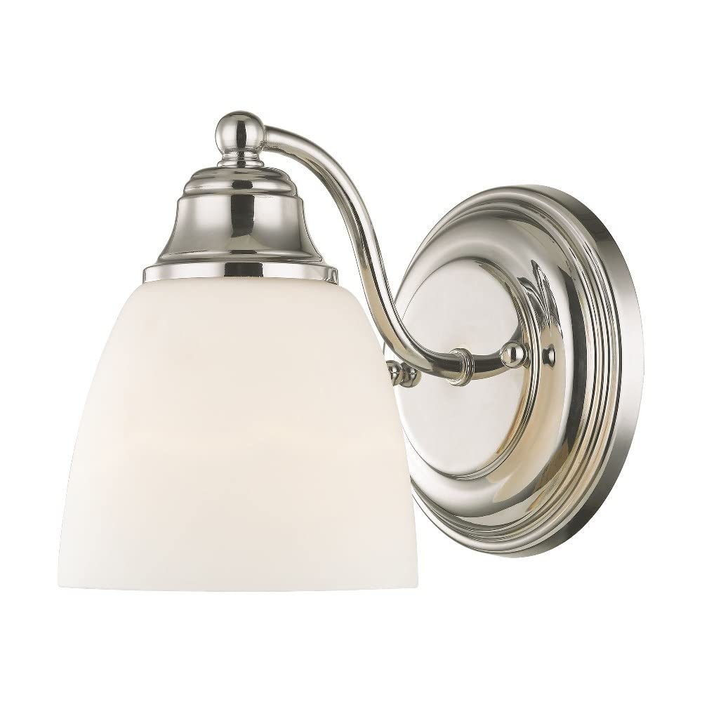 Livex Lighting 13671-91 Somerville 1 Light Wall Sconce, Brushed Nickel - Modern Wall Light Fixture for Bedroom, Hallway & Living Room Decor