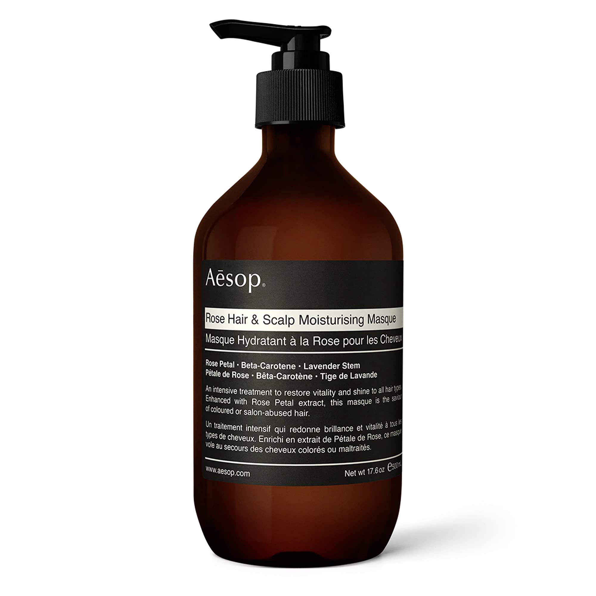 Aesop Rose Hair & Scalp Moisturizing Mask 500mL/17.64 oz - Hydrating Hair Treatment for Dry Damaged Hair - Paraben-Free, Vegan & Cruelty-Free Hair Care - Suitable for All Hair Types - Perfect for Deep Conditioning at Home or Salon Use