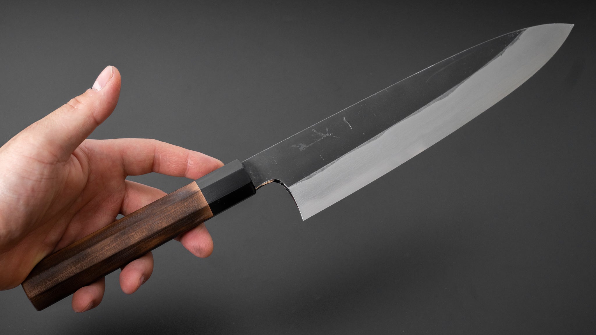 Hitohira Togashi White #1 Kurouchi Damascus Gyuto 240mm Japanese Chef Knife - Premium Burnt Yakusugi Handle - Perfect for Sushi, Meat Cutting & Professional Kitchen Use