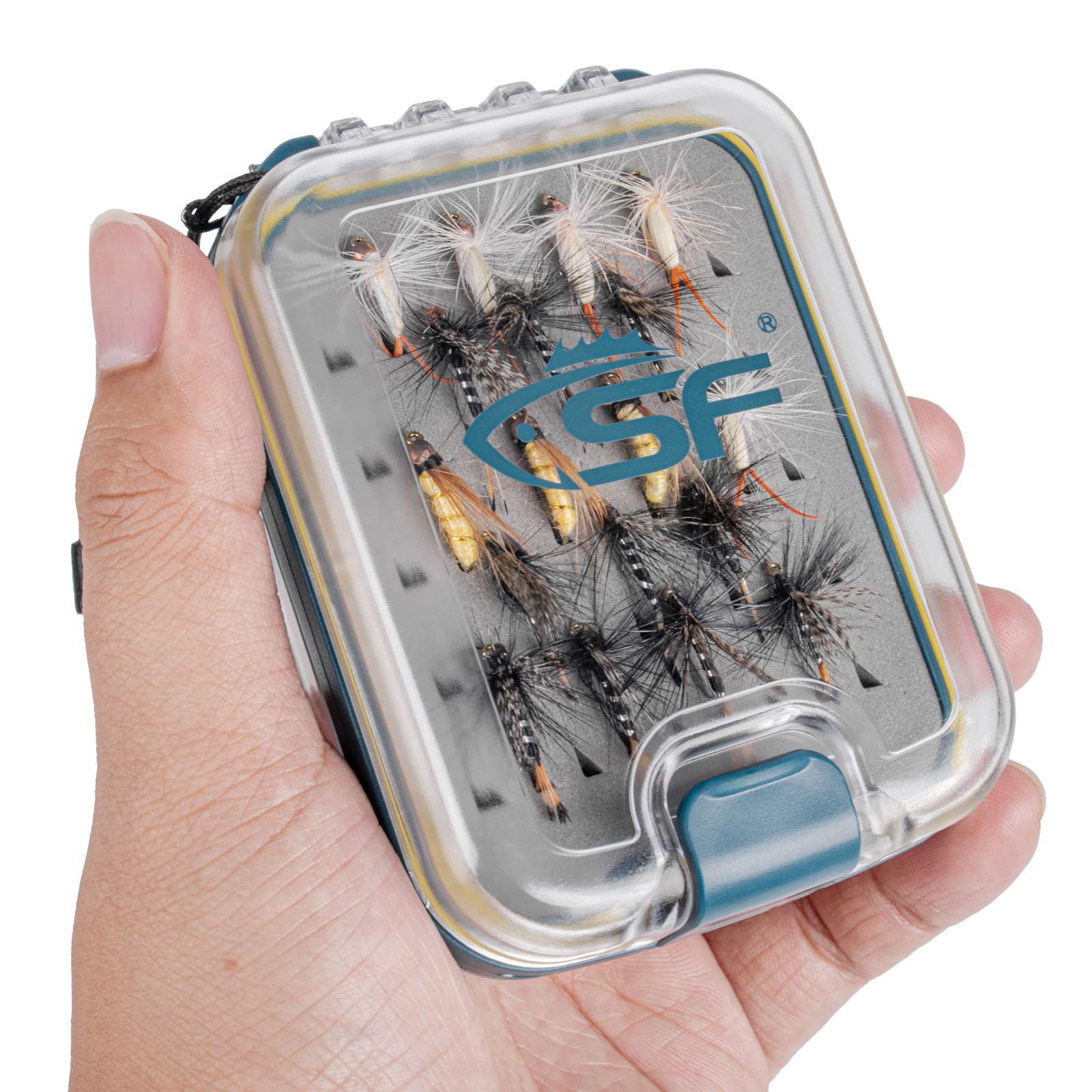 Waterproof Fly Fishing Box with Clear Lid & Foam Insert - Double-Sided Mini Tackle Box for Flies, Hooks & Lures - Portable with Lanyard & Easy Grip for Stream, Lake & Saltwater Fishing