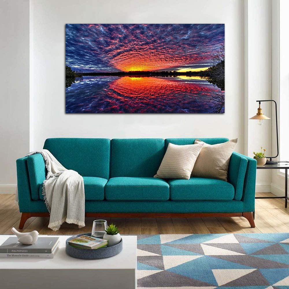 Glow Reflection Canvas Art - Framed Landscape Wall Painting for Home, Office, Bedroom Decor - Ready to Hang - Perfect for Living Room, Dining Area & Gift Giving