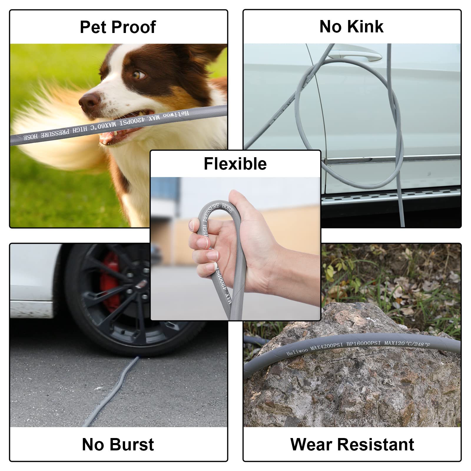 **150ft Pressure Washer Hose 1/4 Inch - Kink Resistant Heavy Duty Extension Hose with M22 14mm Fittings, 4200 PSI High Tensile Wire Braid - Perfect for Car Washing, Deck Cleaning & Home Maintenance**