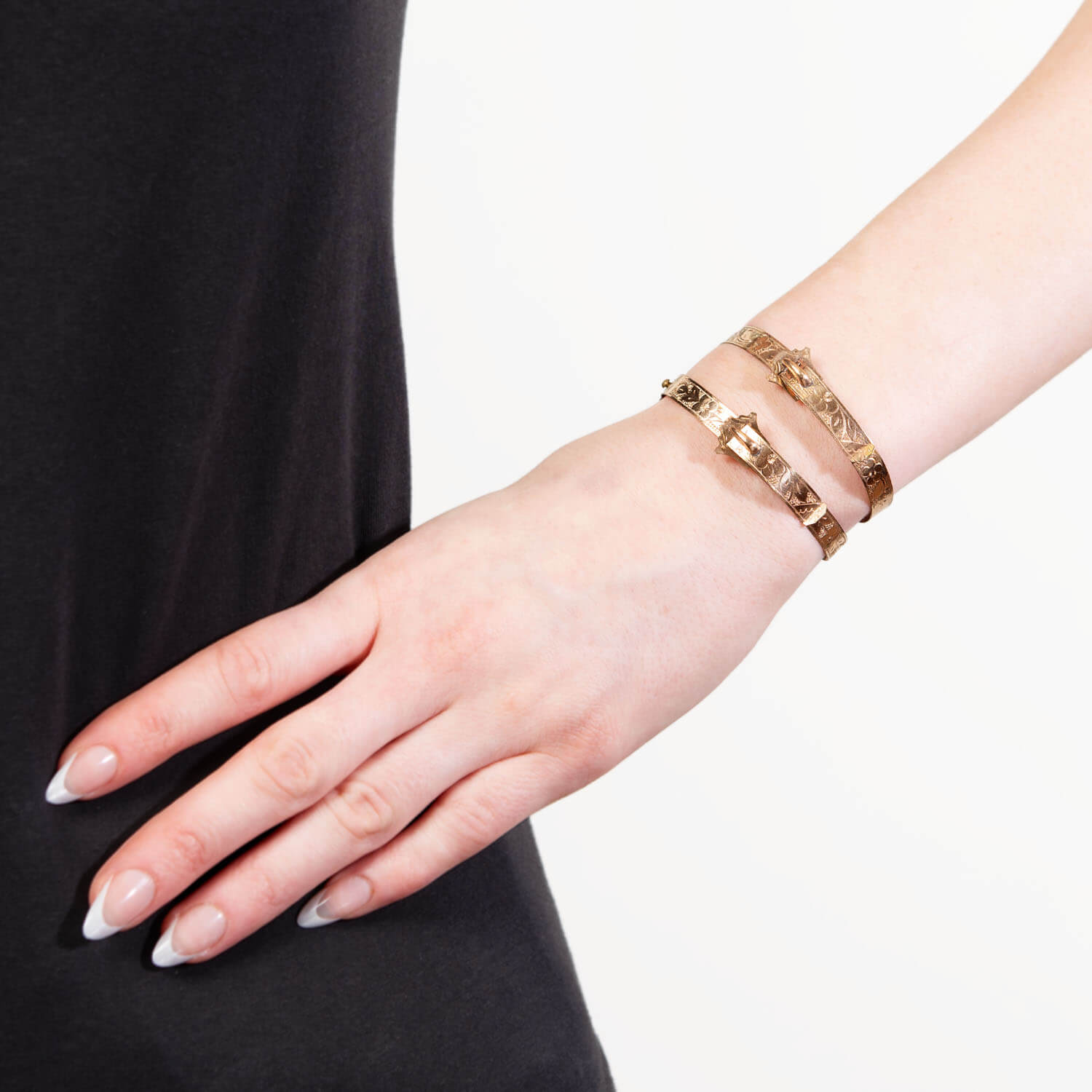 Victorian Style 9k Gold Children's Bangle Bracelet Set - Elegant Jewelry Gift for Girls, Birthday, Christening & Special Occasions