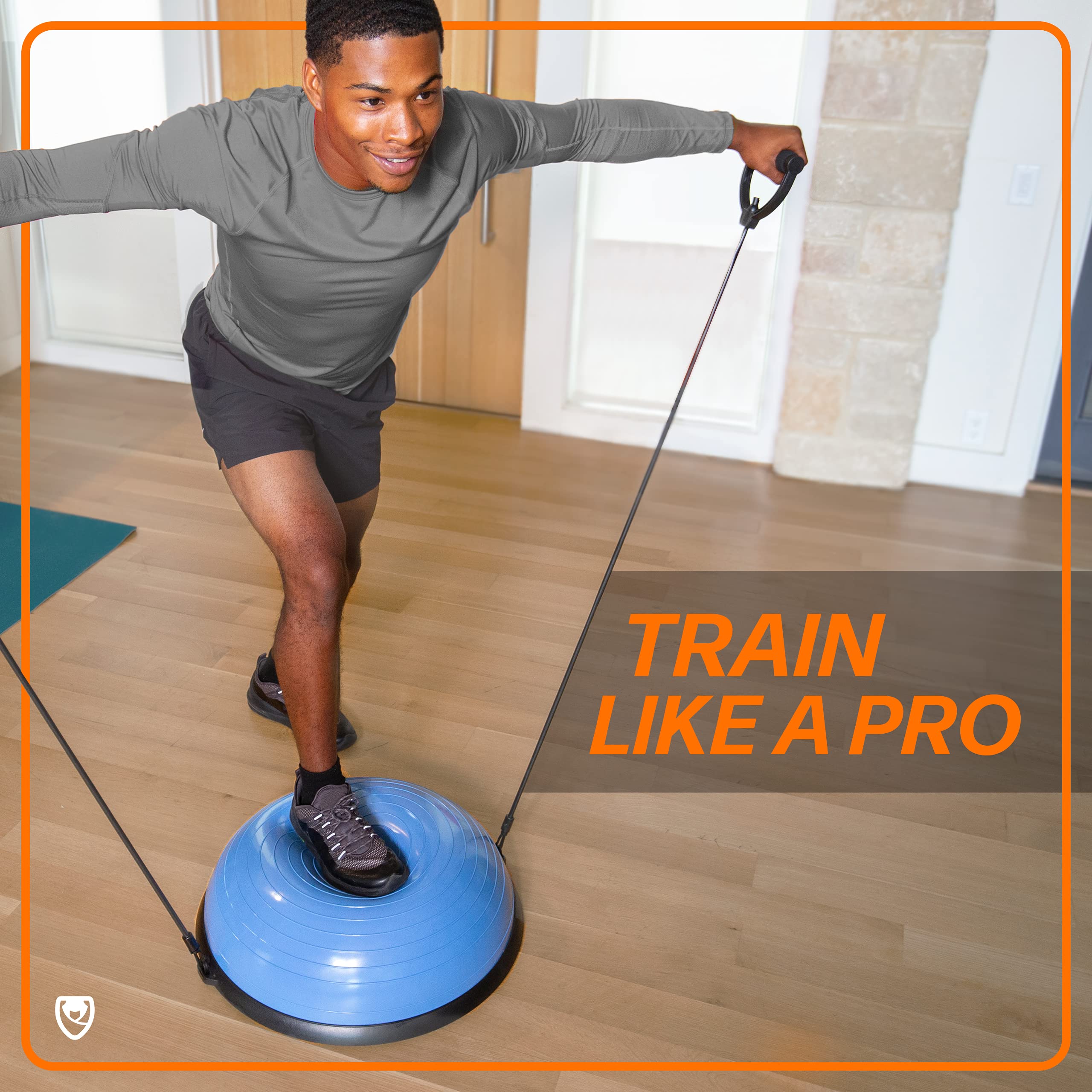URBNFit Half Balance Ball - Core Stability & Full Body Workout Yoga Ball for Home Gym, Includes Resistance Bands, Pump & Exercise Guide - Perfect for Yoga, Pilates, Physical Therapy & Fitness Training