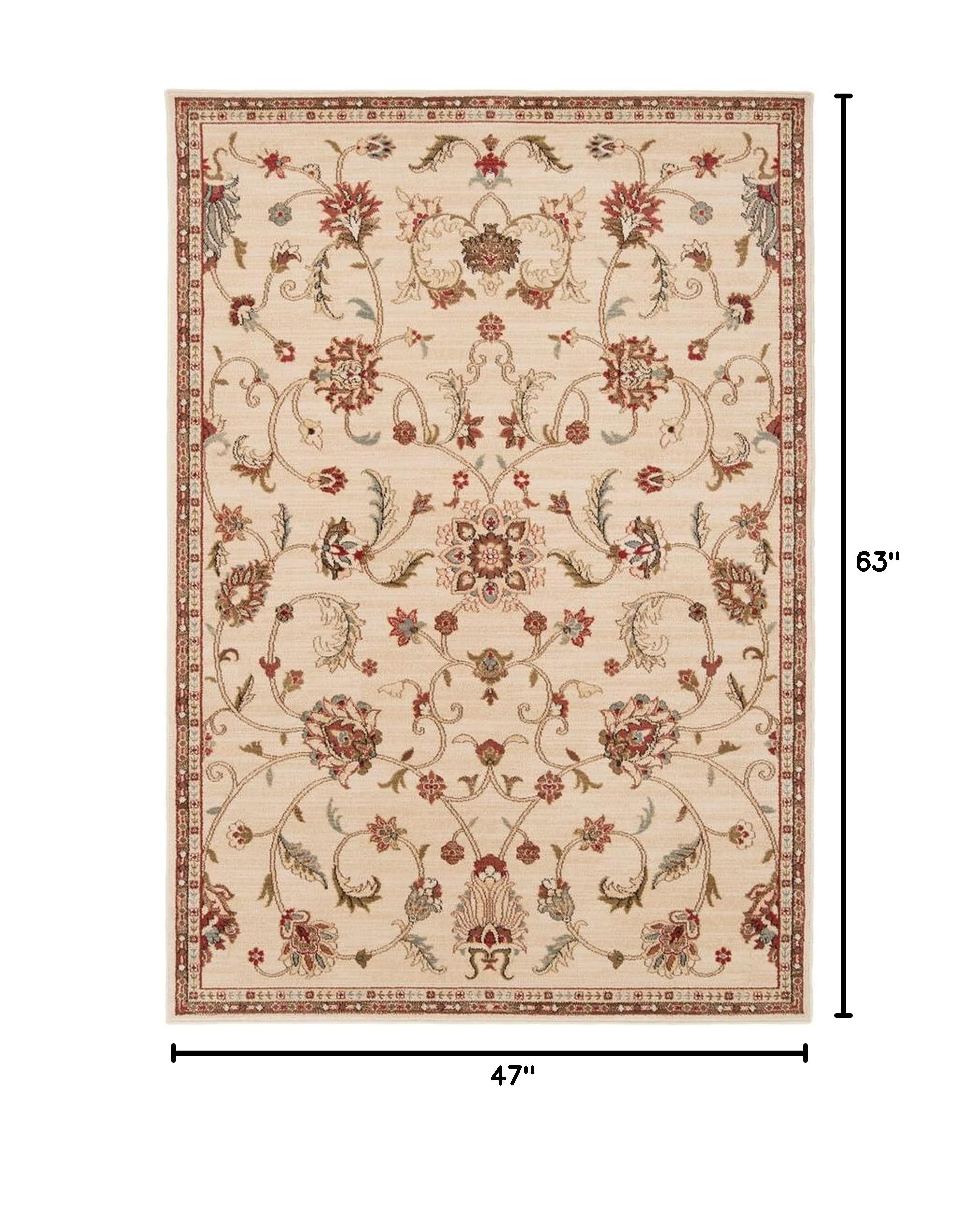 Mark&Day Traditional Khaki Area Rug 4x5 - Brown White Beige Carpet for Living Room, Bedroom, Kitchen (3'11