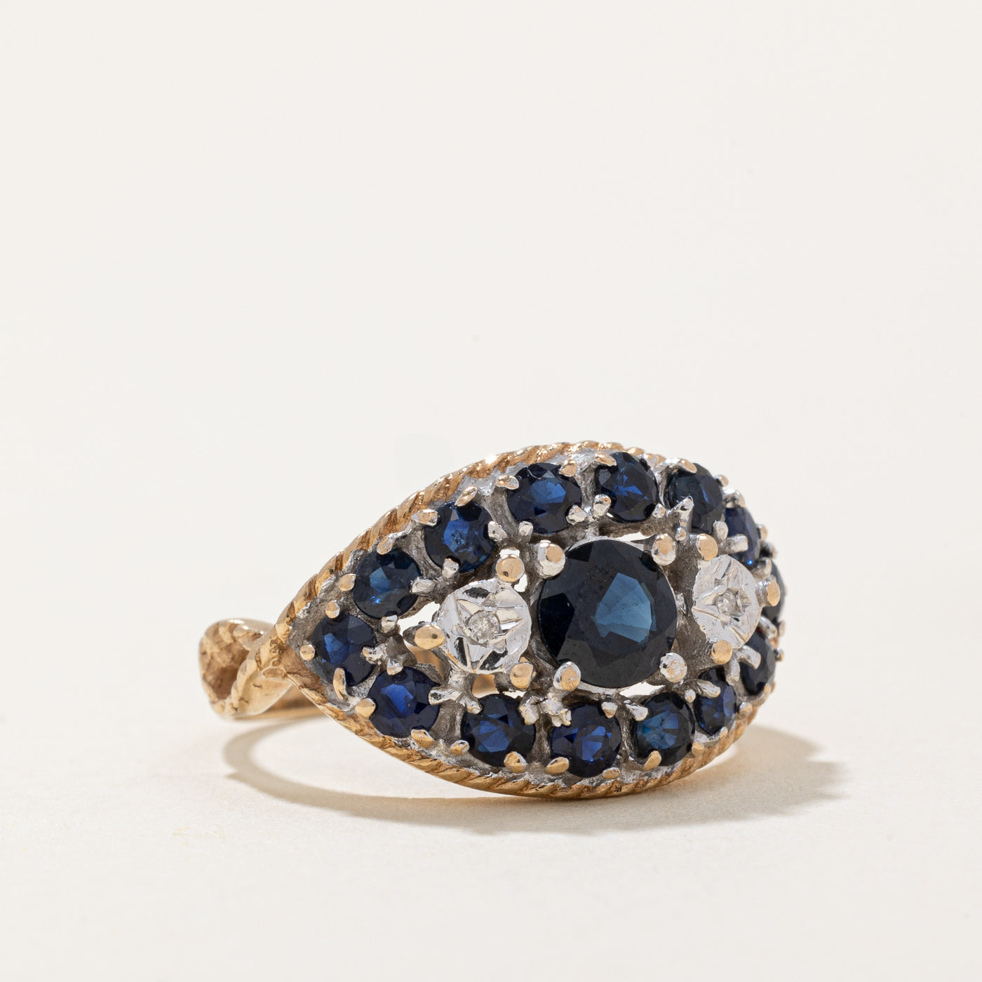 Vintage London 1981 Sapphire and Diamond Ring - 1.20ctw Sapphire with 0.01ctw Diamonds - Size 5.5 - Elegant Antique Jewelry for Weddings, Anniversaries & Special Occasions