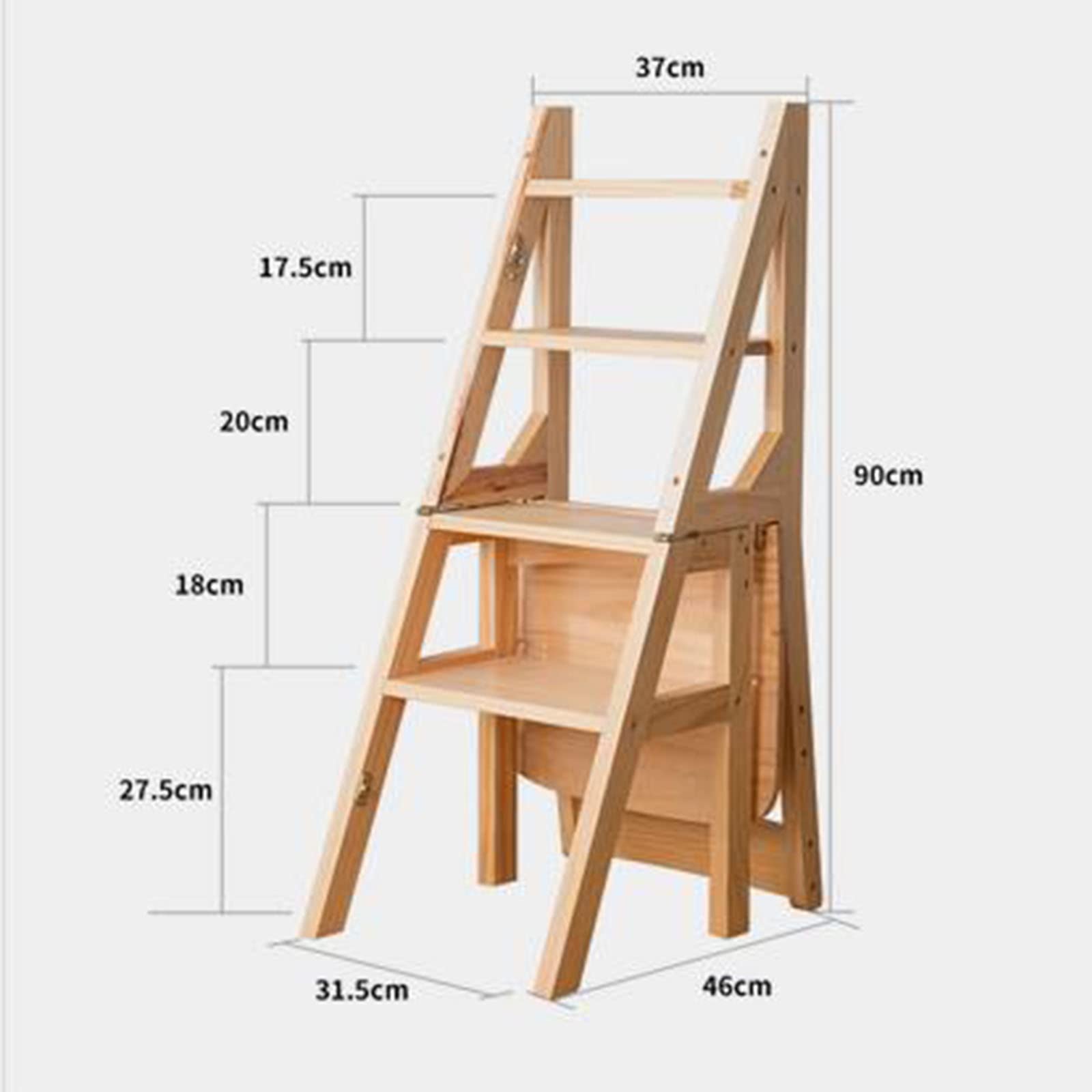 FADUNI Wooden Folding Step Stool for Indoor Use - Portable 4-Step Ladder Stool with Non-Slip Feet, Perfect for Home, Kitchen, Bathroom & Garden Flower Stand