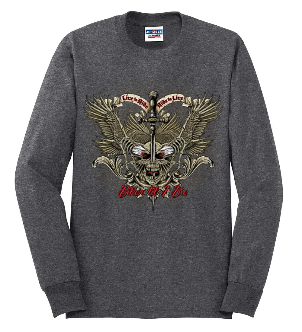 Biker Til I Die Live to Ride Motorcycle T-Shirt for Men - Long Sleeve Graphic Tee for Bikers, Motorcycle Enthusiasts & Truck Drivers - Perfect for Riding, Road Trips & Casual Wear