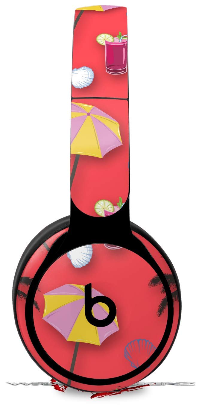 Beats Solo Pro Headphone Skin Decal Wrap - Coral Beach Party Umbrella Design | Protective Vinyl Cover for Beats Solo Pro (Headphones Not Included) | Perfect for Travel, Gym & Outdoor Activities